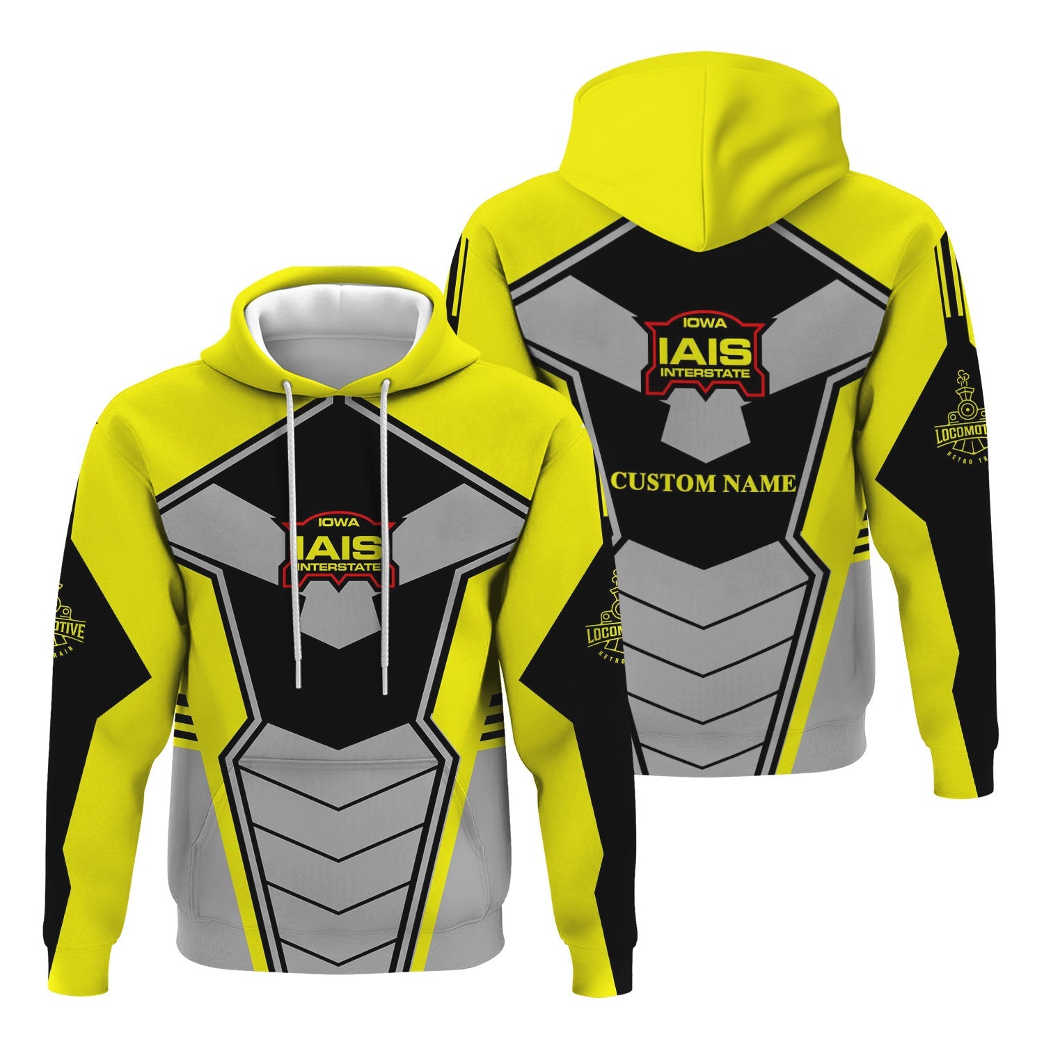 Railspirit Personalized Iowa Interstate Railroad Hoodie Engine-Inspired Style IAIS Train Zip Up Hoodie for Railroad Fanatic