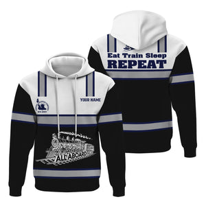 Railspirit Custom Name CNJ Jersey Central Railroad Hoodie Eat Train Sleep Repeat Printed Train Zip Hoodie