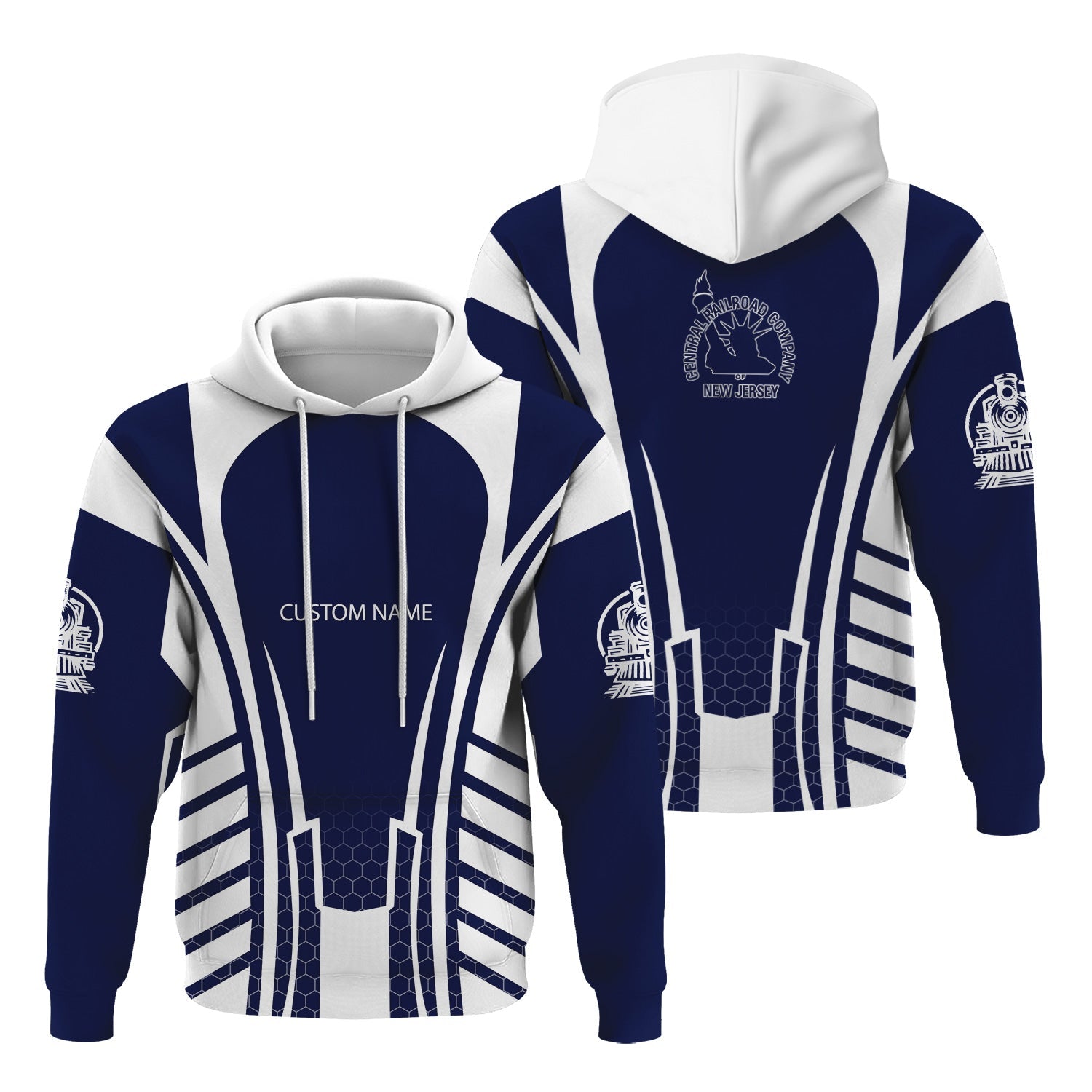 Railspirit Personalized Jersey Central Railroad Hoodie Striped Railroad Style CNJ Train Zip Up Hoodie All Over Print