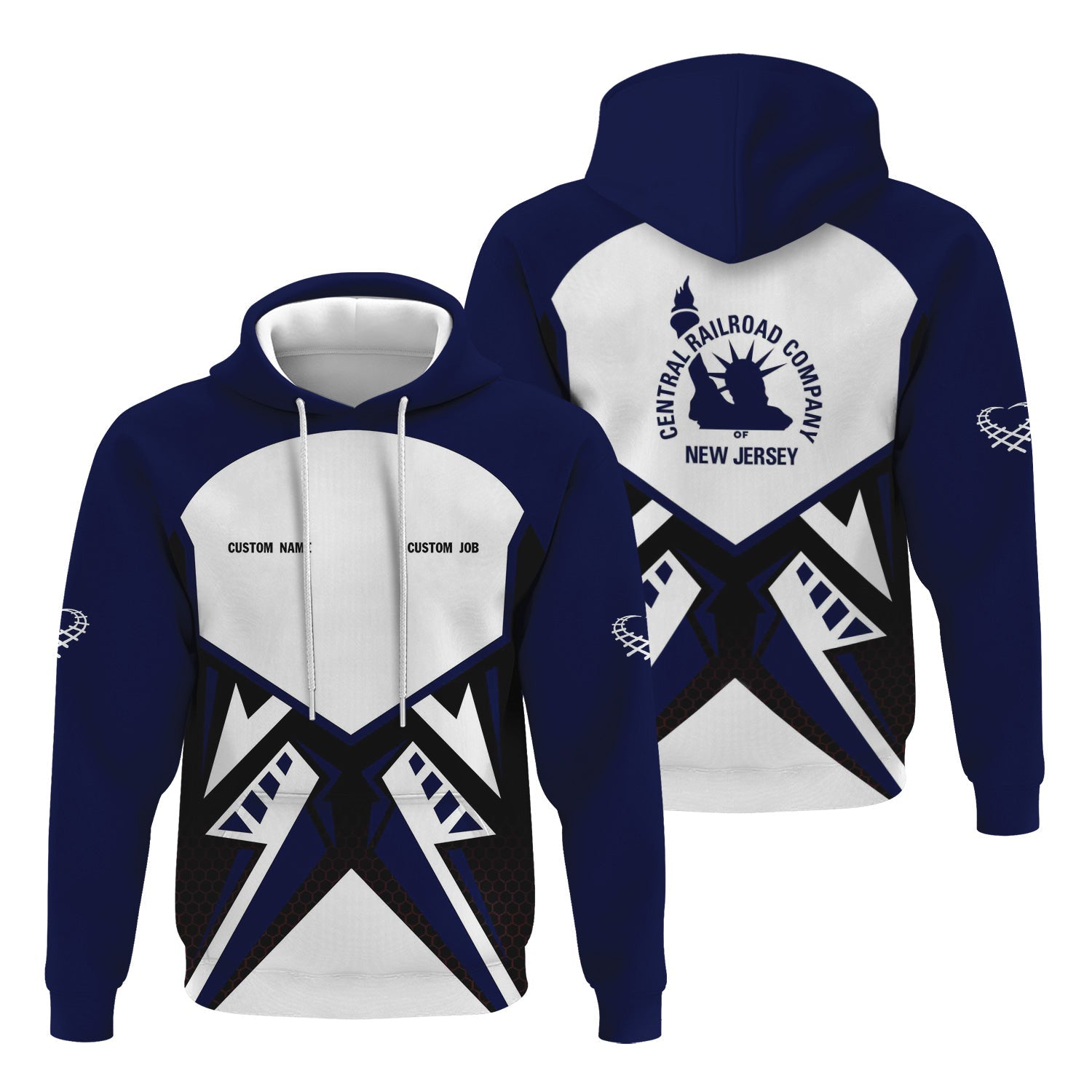 Railspirit Personalized Jersey Central Railroad Hoodie Vibriant Style with Custom Position CNJ Train Zip Up Hoodie