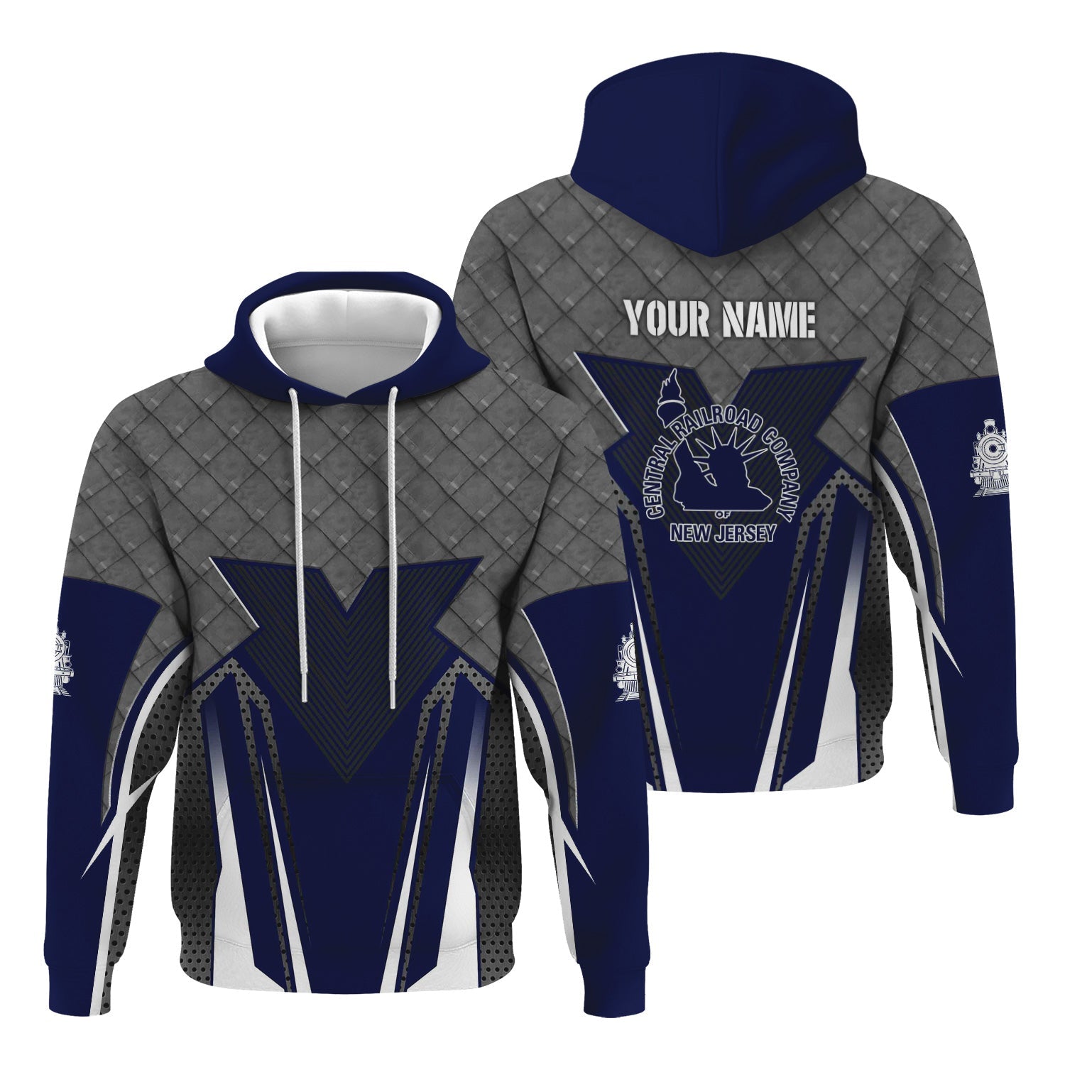 Railspirit Personalized Jersey Central Railroad Hoodie Rugged Steel Vibes CNJ Train Zip Up Hoodie All Over Print