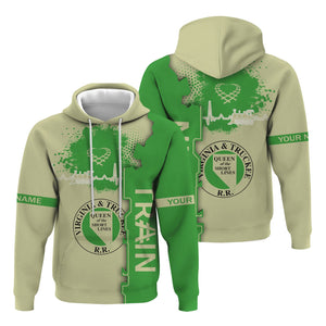 Railspirit Personalized Virginia & Truckee Railroad Hoodie Engine Heartbeat and Track Love Style Zip Up Hoodie Gift Idea For Train Lovers