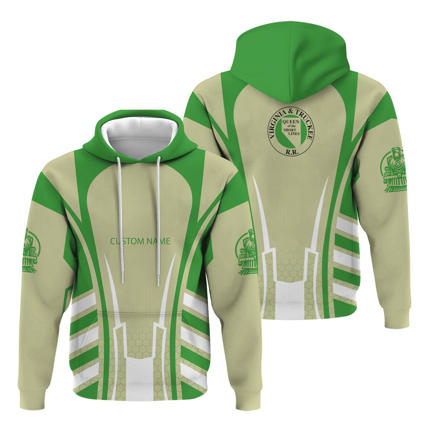 Railspirit Personalized Virginia & Truckee Railroad Hoodie Striped Railroad Style Train Zip Up Hoodie All Over Print