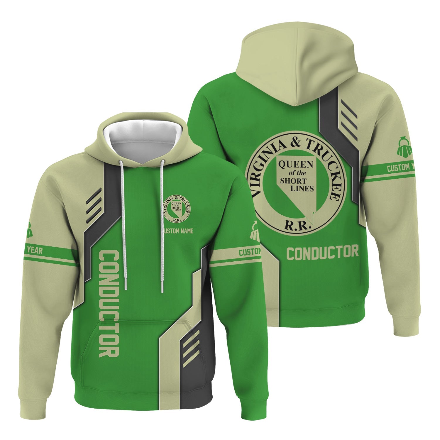 Railspirit Personalized Virginia & Truckee Railroad Hoodie Unique Railway Style with Custom Job Train Zip Up Hoodie