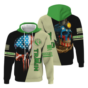 Railspirit Personalized Virginia & Truckee Railroad Hoodie Train Skull American Flag Zip Up Hoodie All Over Print