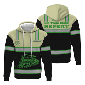 Railspirit Custom Name Virginia & Truckee Railroad Hoodie Eat Train Sleep Repeat Printed Train Zip Hoodie