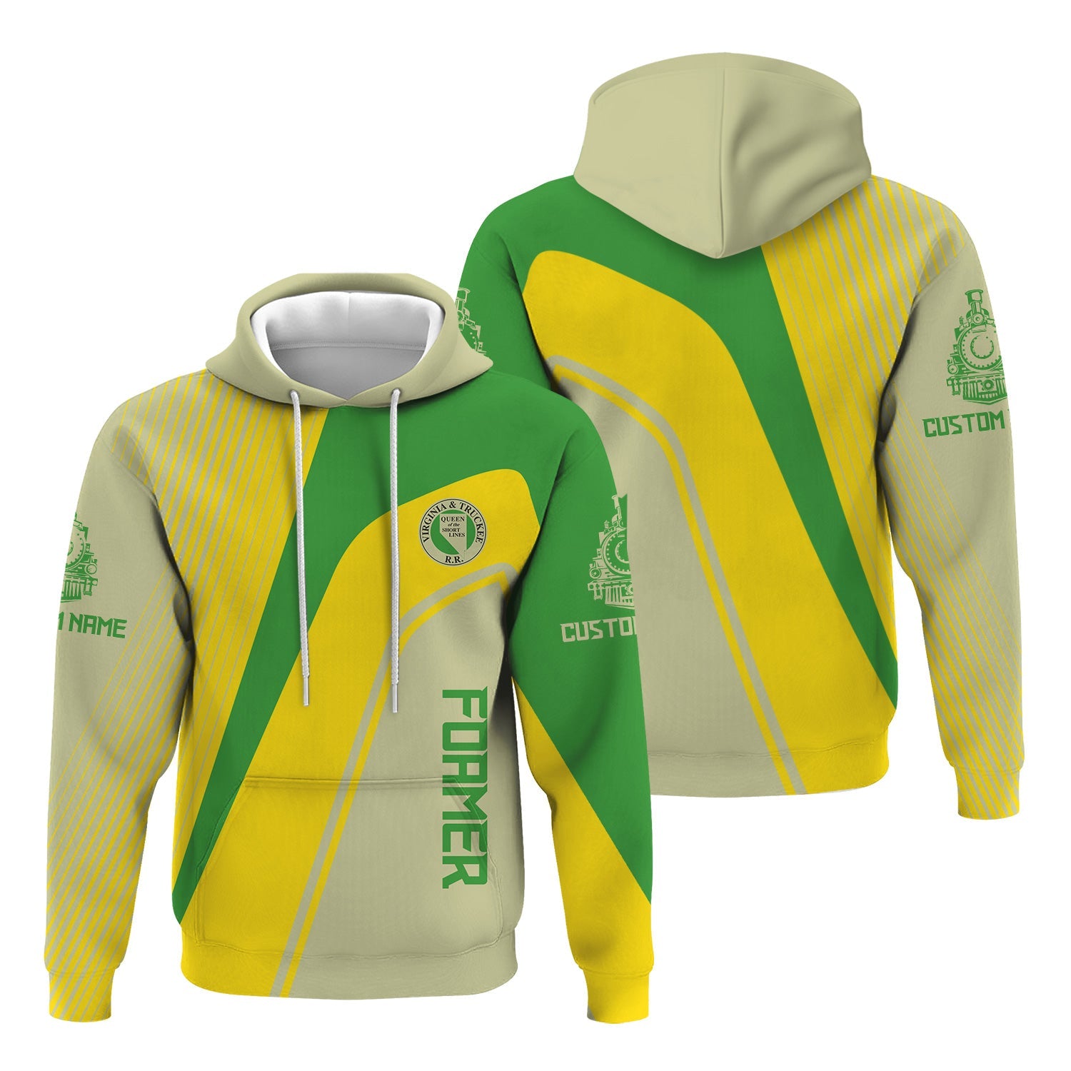 Railspirit Personalized Virginia & Truckee Railroad Hoodie Vibrant Striking Style Zip Up Hoodie For Rail Enthusiasts