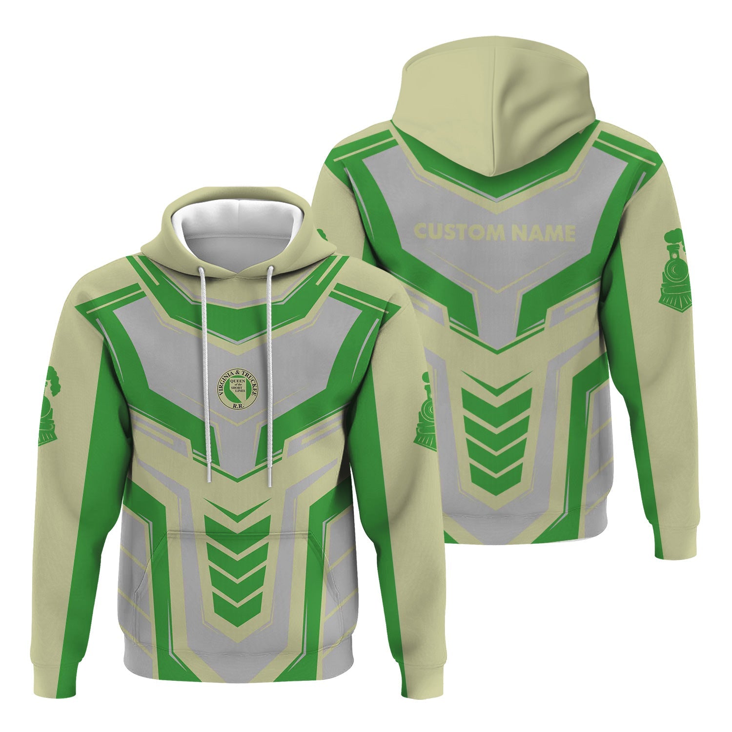 Railspirit Personalized Virginia & Truckee Railroad Hoodie Armor-Inspired Design Train Zip Up Hoodie All Over Print