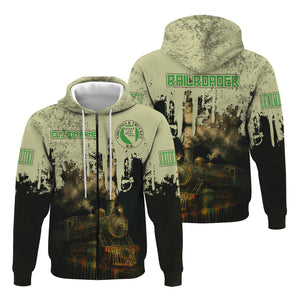 Railspirit Personalized Virginia & Truckee Railroad Hoodie Vintage Train Art Style Zip Up Hoodie For Locomotive Fans