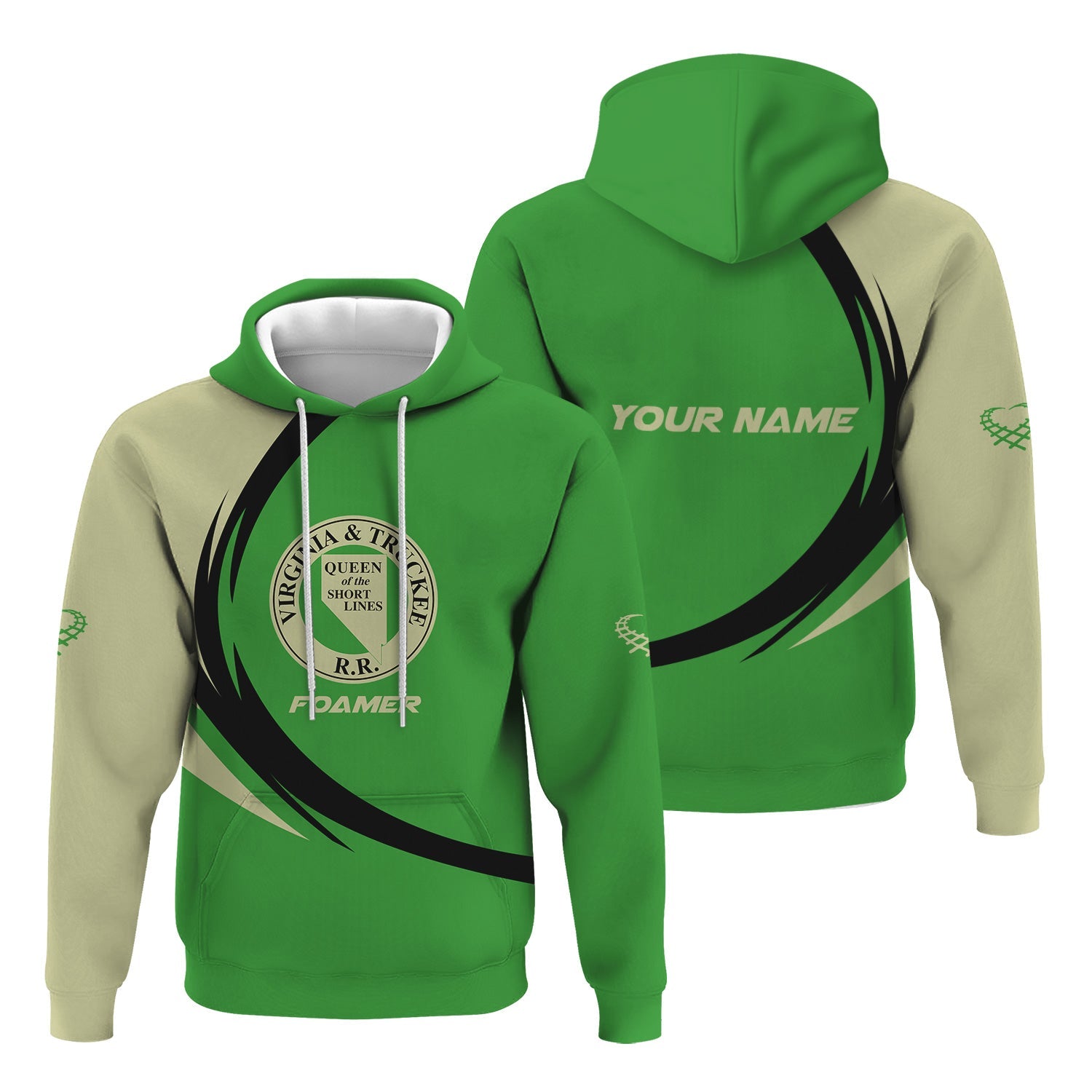 Railspirit Personalized Virginia & Truckee Railroad Hoodie Unique Graphic Style Zip Up Hoodie For Train Enthusiasts