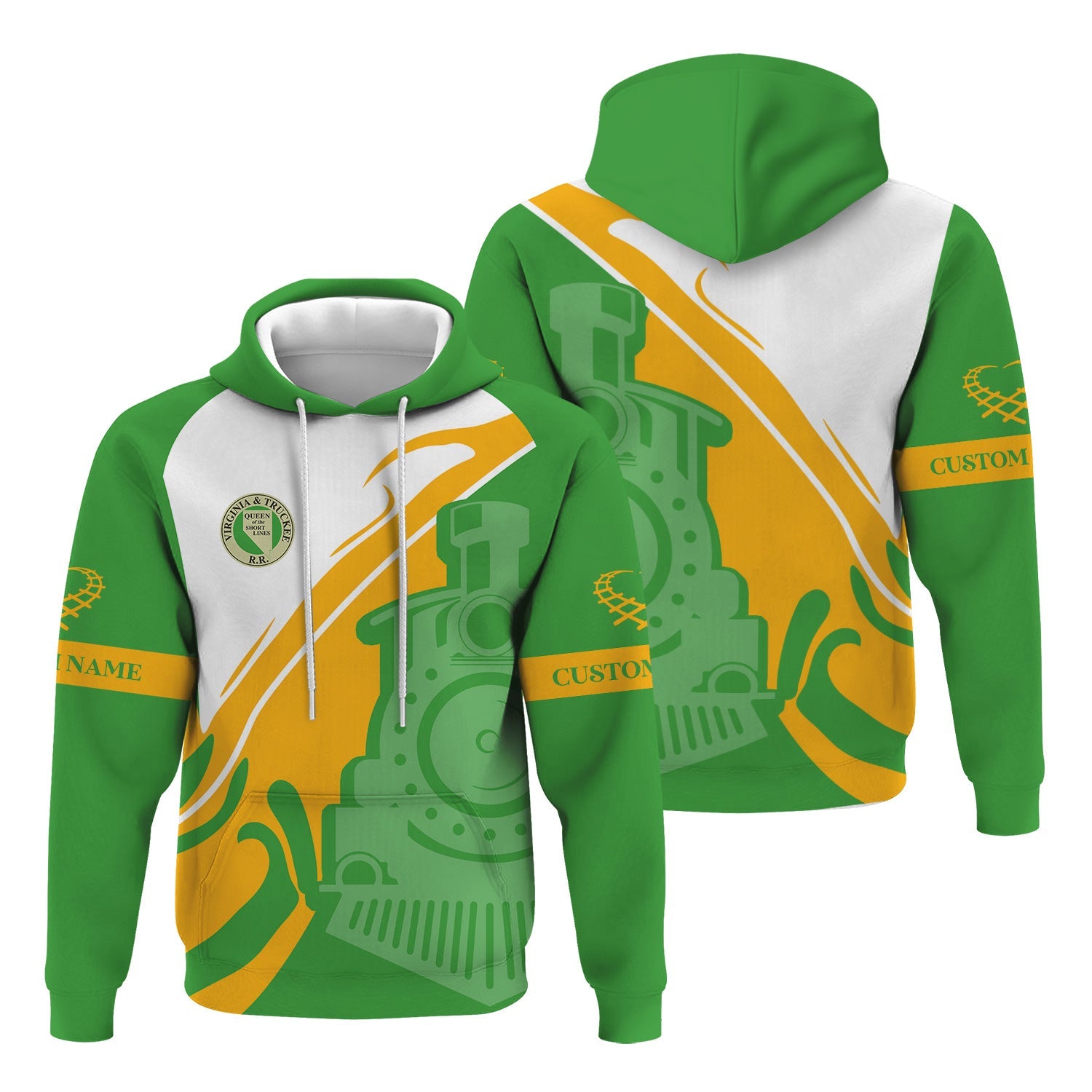 Railspirit Personalized Virginia & Truckee Railroad Hoodie Flame-Inspired Style Zip Up Hoodie Gift Idea For Train Lovers