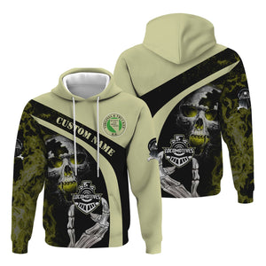 Railspirit Personalized Virginia & Truckee Railroad Hoodie Flame Skull Design Train Zip Up Hoodie for Locomotive Fans