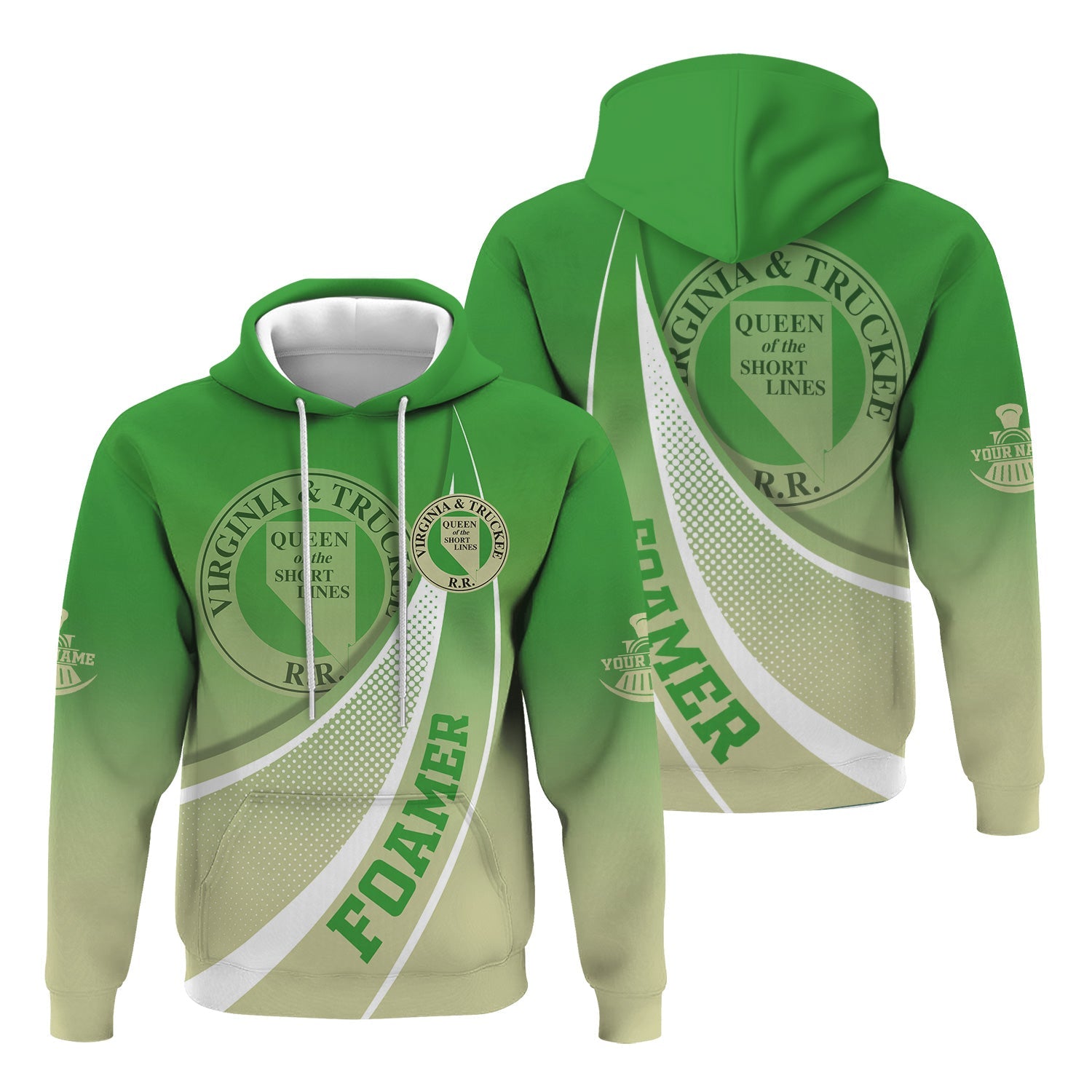 Railspirit Personalized Virginia & Truckee Railroad Hoodie Railway-Themed Style Zip Up Hoodie Gift Idea For Trainspotter