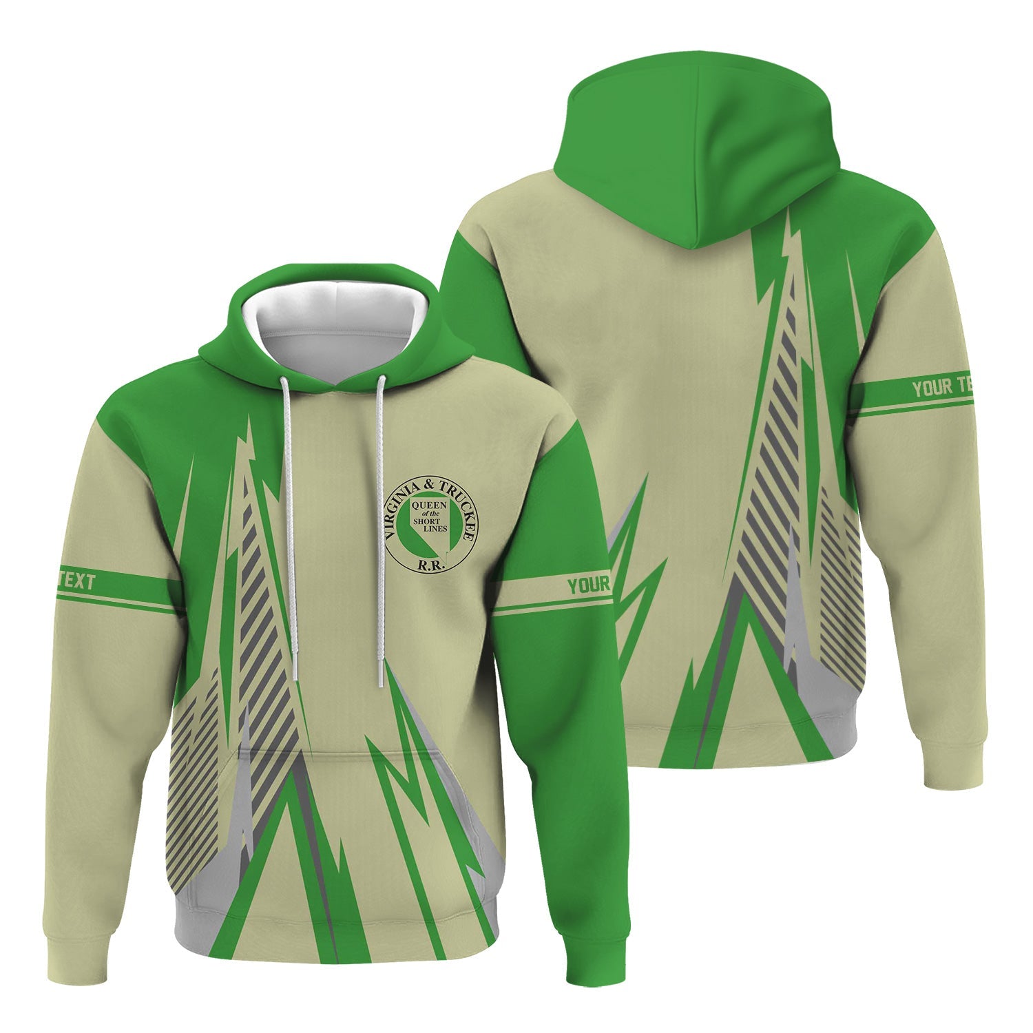 Railspirit Personalized Virginia & Truckee Railroad Hoodie Lightning-Inspired Railway Style Zip Up Hoodie For Train Lovers