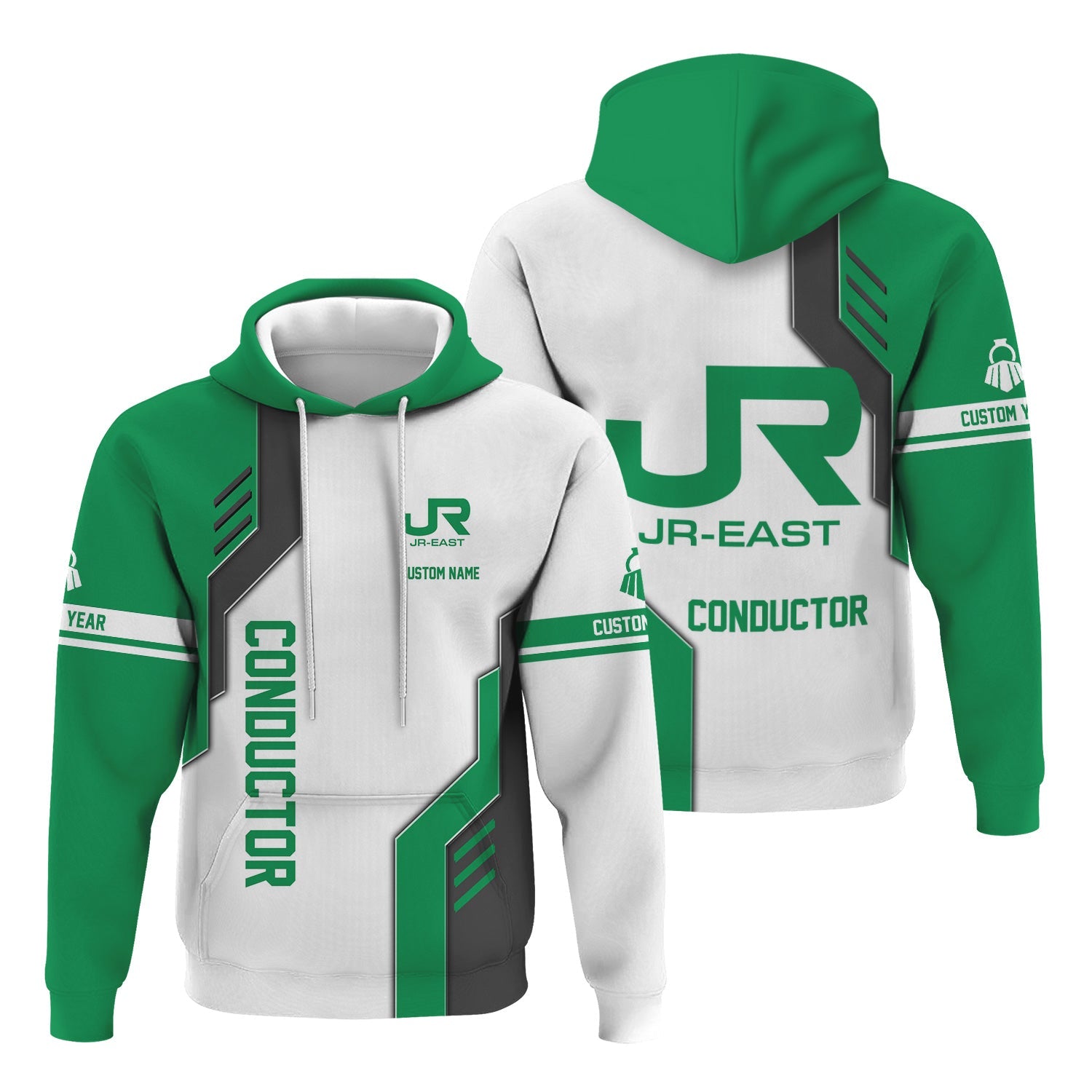 Railspirit Personalized East Japan Railway Hoodie Unique Railway Style with Custom Job JR-EAST Train Zip Up Hoodie