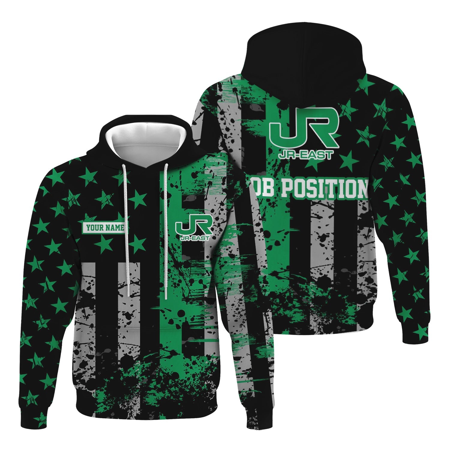 Railspirit Personalized East Japan Railway Hoodie Artistic Paint American Flag Style JR-EAST Train Zip Up Hoodie
