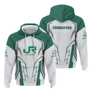 Railspirit Personalized East Japan Railway Hoodie Futuristic Design with Custom Job JR-EAST Train Zip Up Hoodie