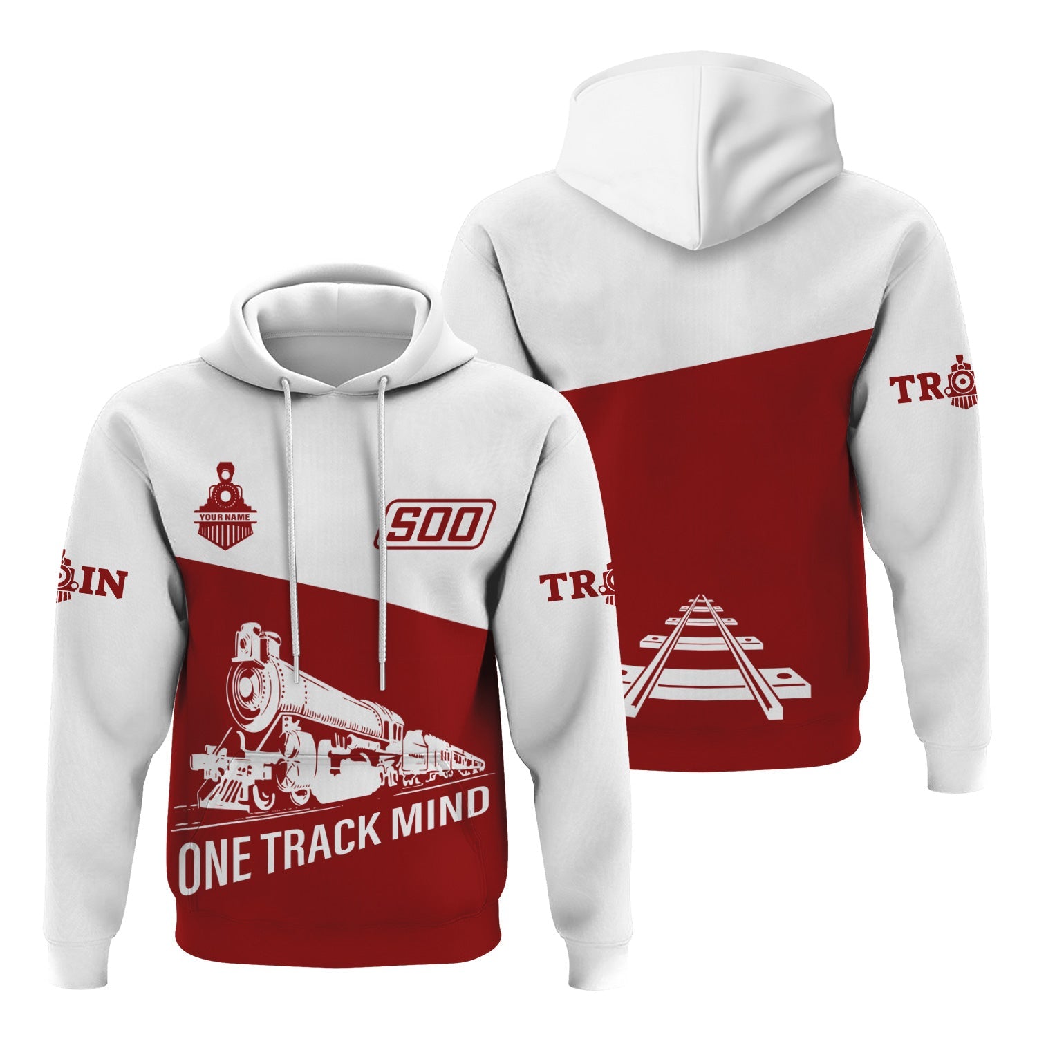 Railspirit Custom Name Soo Line Railroad Hoodie One Track Mind Printed Zip Hoodie