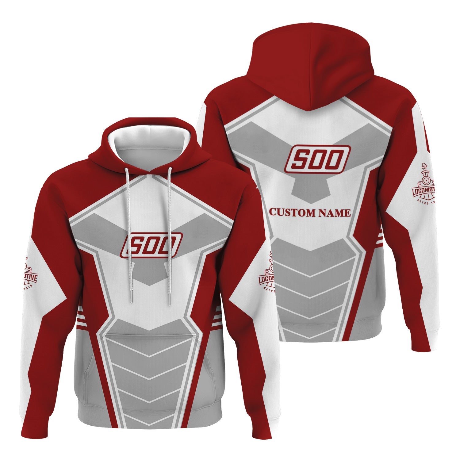 Railspirit Personalized Soo Line Railroad Hoodie Engine-Inspired Style Train Zip Up Hoodie for Railroad Fanatic