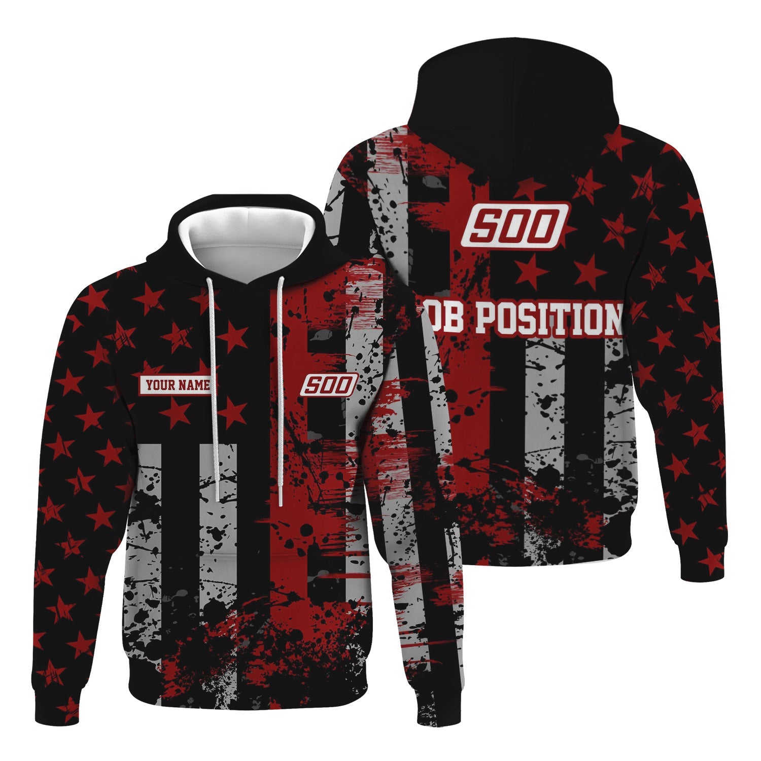 Railspirit Personalized Soo Line Railroad Hoodie Artistic Paint American Flag Style Train Zip Up Hoodie
