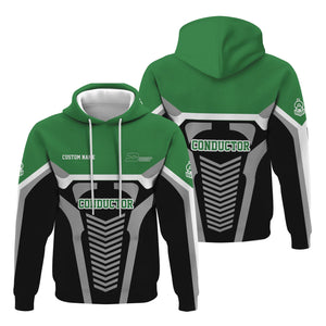Railspirit Personalized Burlington Northern Railroad Hoodie Track-Inspired with Custom Job Position Train Zip Up Hoodie