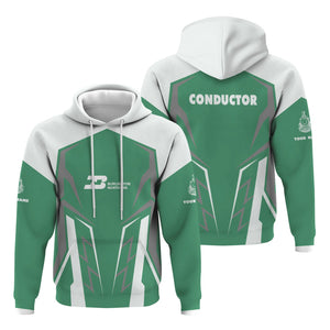 Railspirit Personalized Burlington Northern Railroad Hoodie Futuristic Design with Custom Job Train Zip Up Hoodie