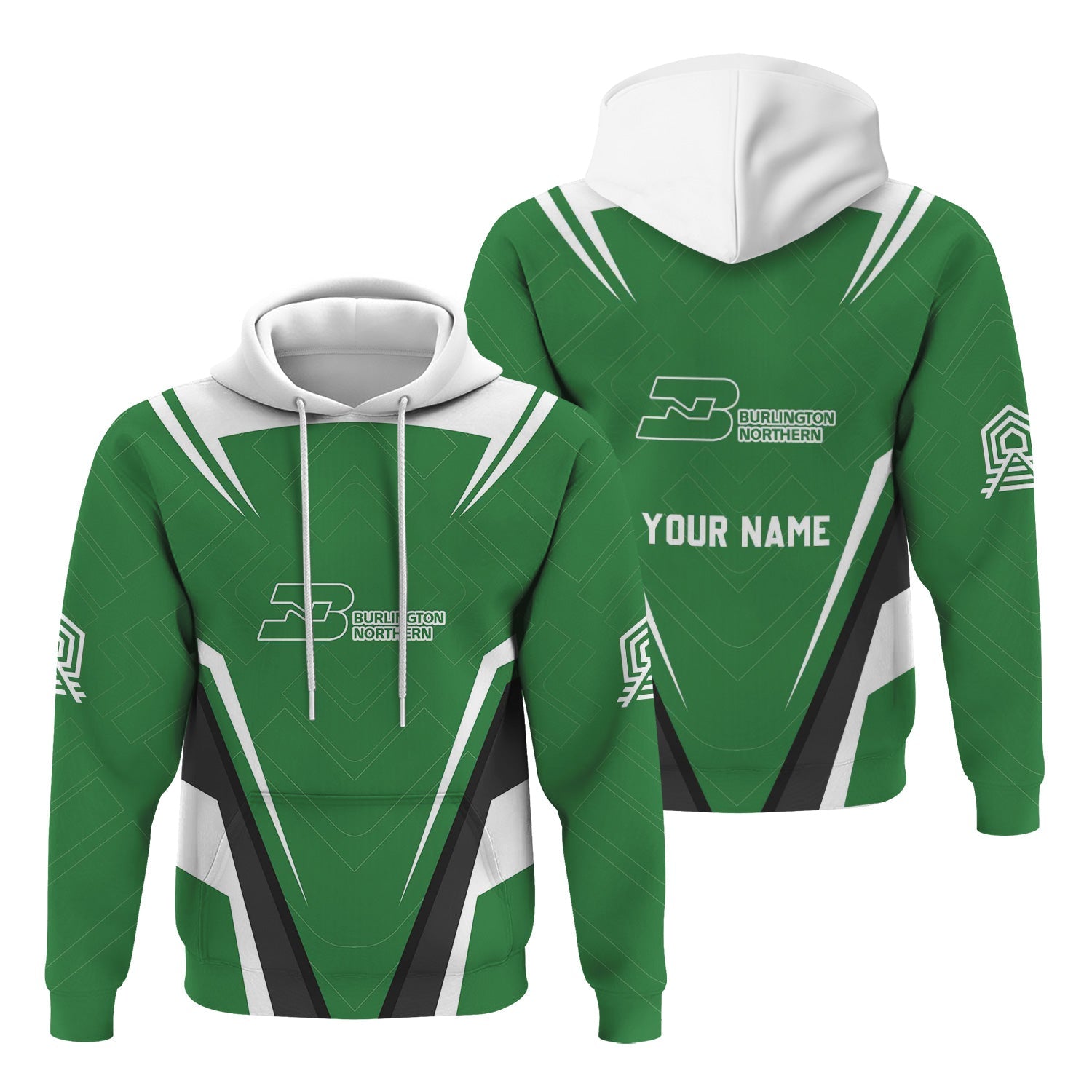 Railspirit Personalized Burlington Northern Railroad Hoodie Railway Inspired Apparel Train Zip Up Hoodie For Train Lovers