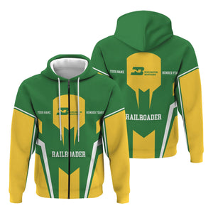 Railspirit Personalized Burlington Northern Railroad Hoodie Custom Year Railroader Zip Up Hoodie Gift Idea For Train Lover