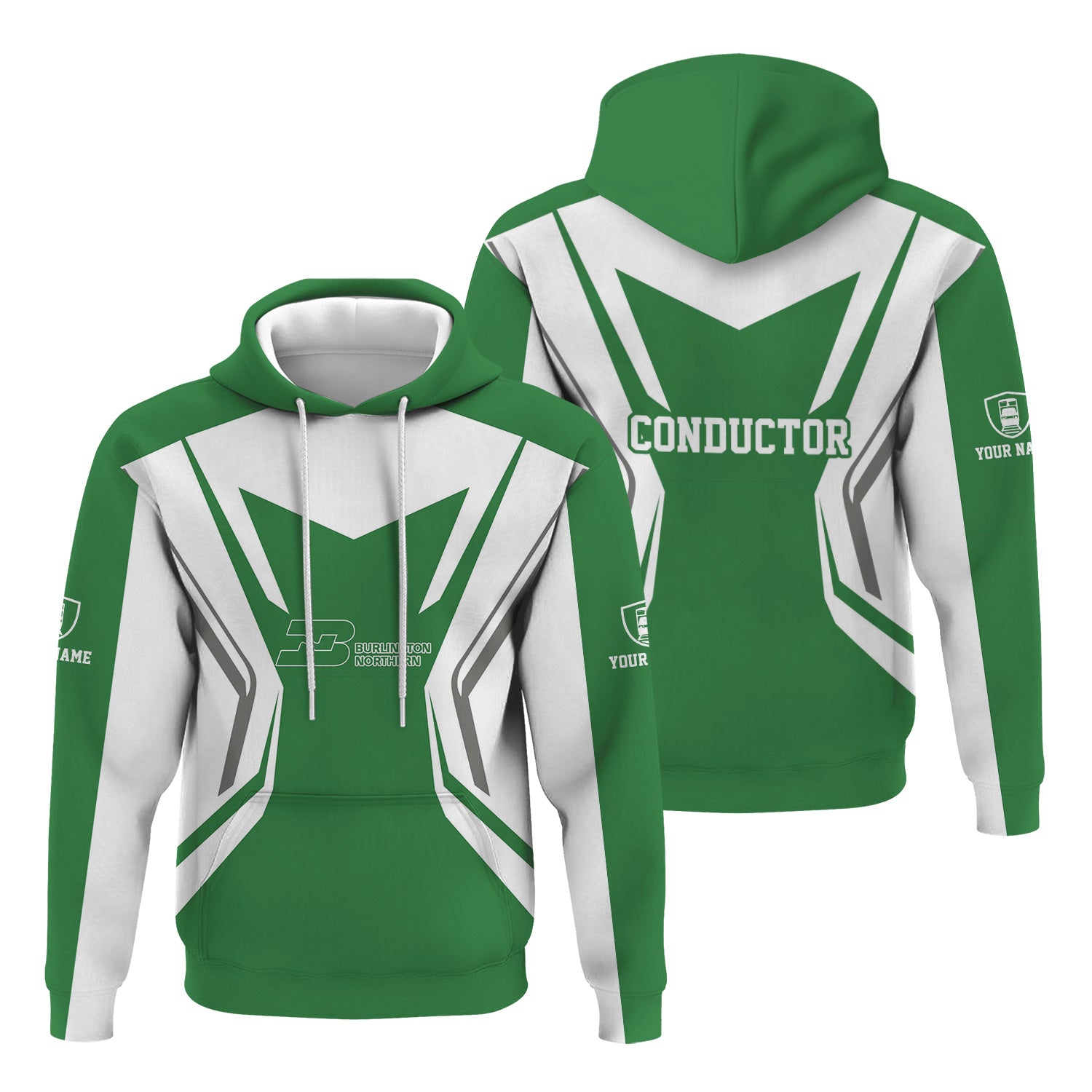 Railspirit Personalized Burlington Northern Railroad Hoodie Unique Style with Custom Job Train Zip Up Hoodie