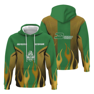 Railspirit Custom Name and Job Title Burlington Northern Railroad Hoodie Flame Graphic Train Zip Up Hoodie