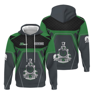 Railspirit Personalized Burlington Northern Railroad Hoodie Steam Locomotive Engine Graphic Train Zip Up Hoodie All Over Print