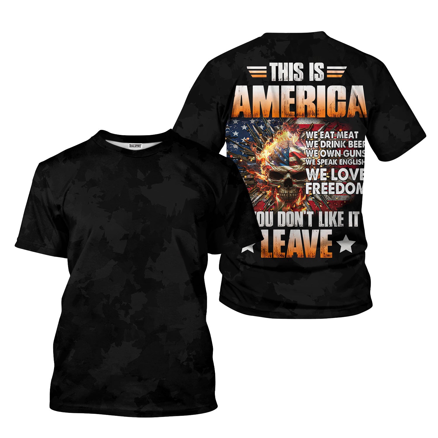 This Is America Patriotic Shirt Freedom Skull American Flag Pro USA Gun Rights Beer Lover Gift for Proud Americans Who Love Liberty