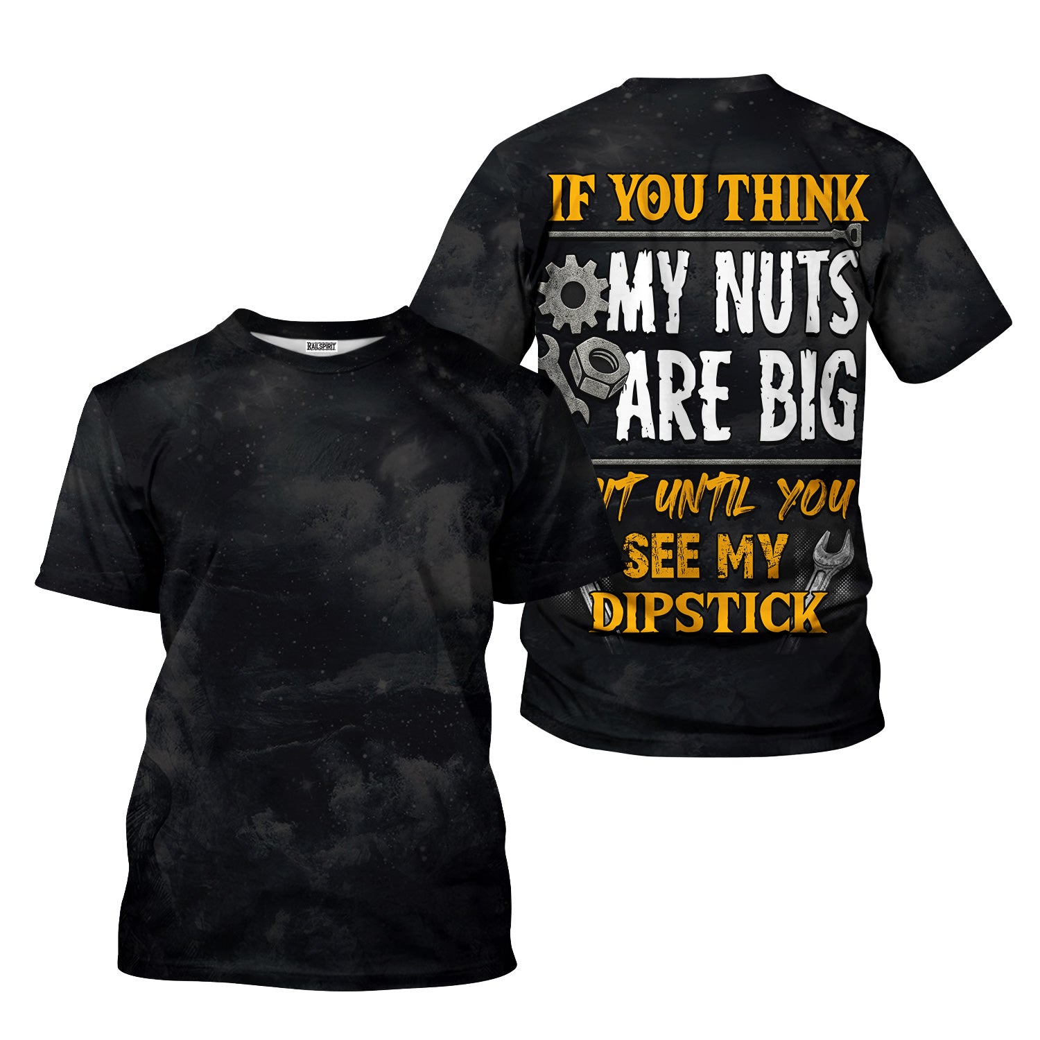 If You Think My Nuts Are Big Wait Until You See My Dipstick Quote Shirt, Funny Mechanic Wrench Design, Garage Humor Hoodie Gift For Car Guys