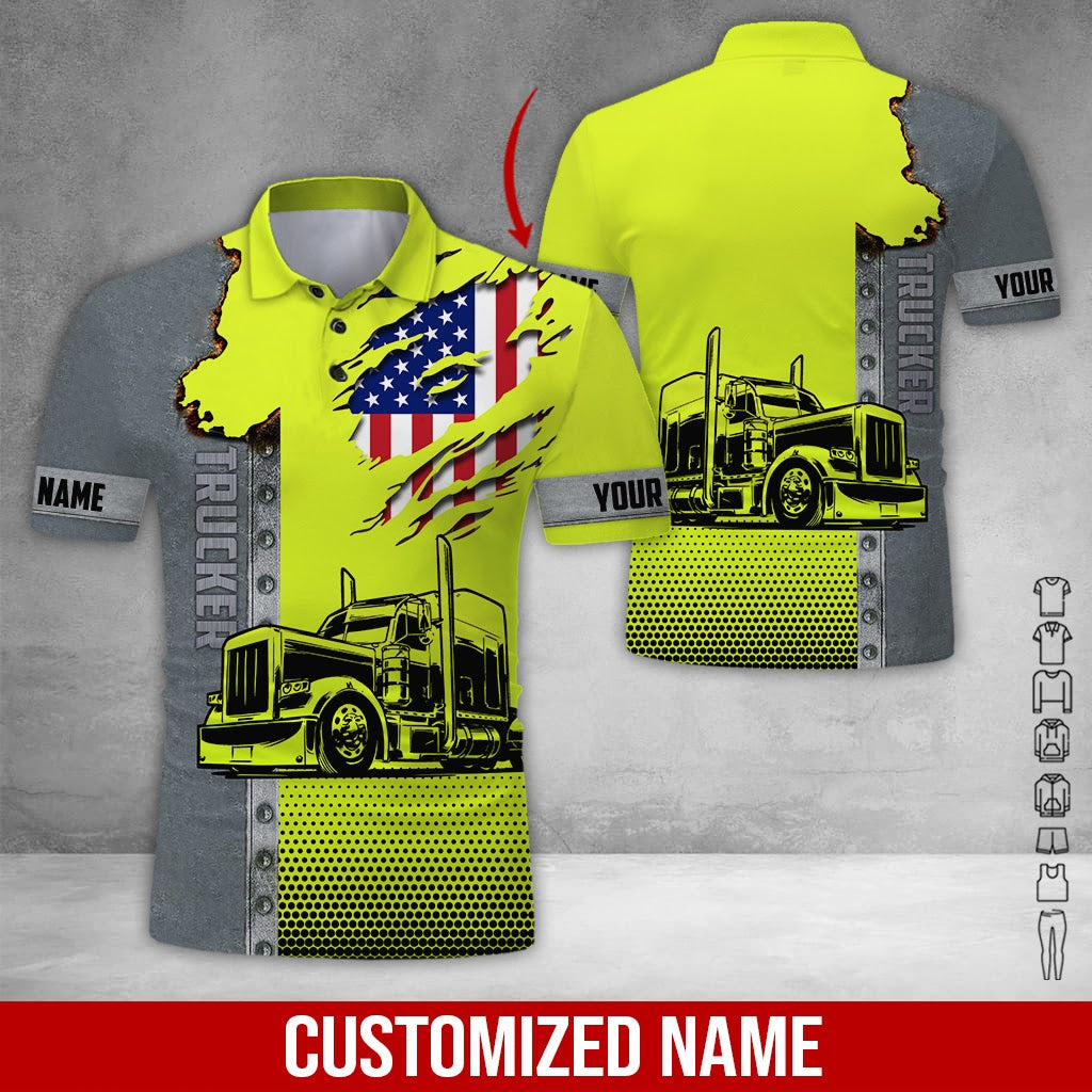 Custom Text Proud Trucker Shirt, 3D Printed Clothes, Personalized Workwear, Truck Driver Gift