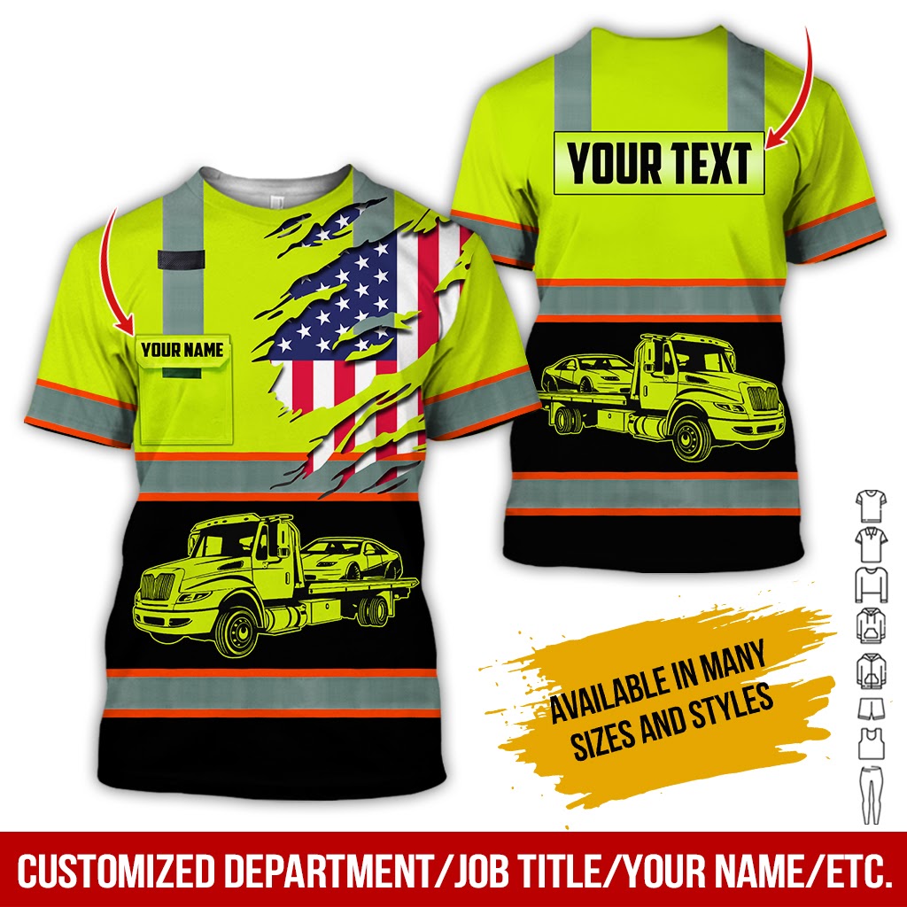 Customized Name and Car Hauler Truck 3D Printed Pocket Shirt, Great for Truck Fans
