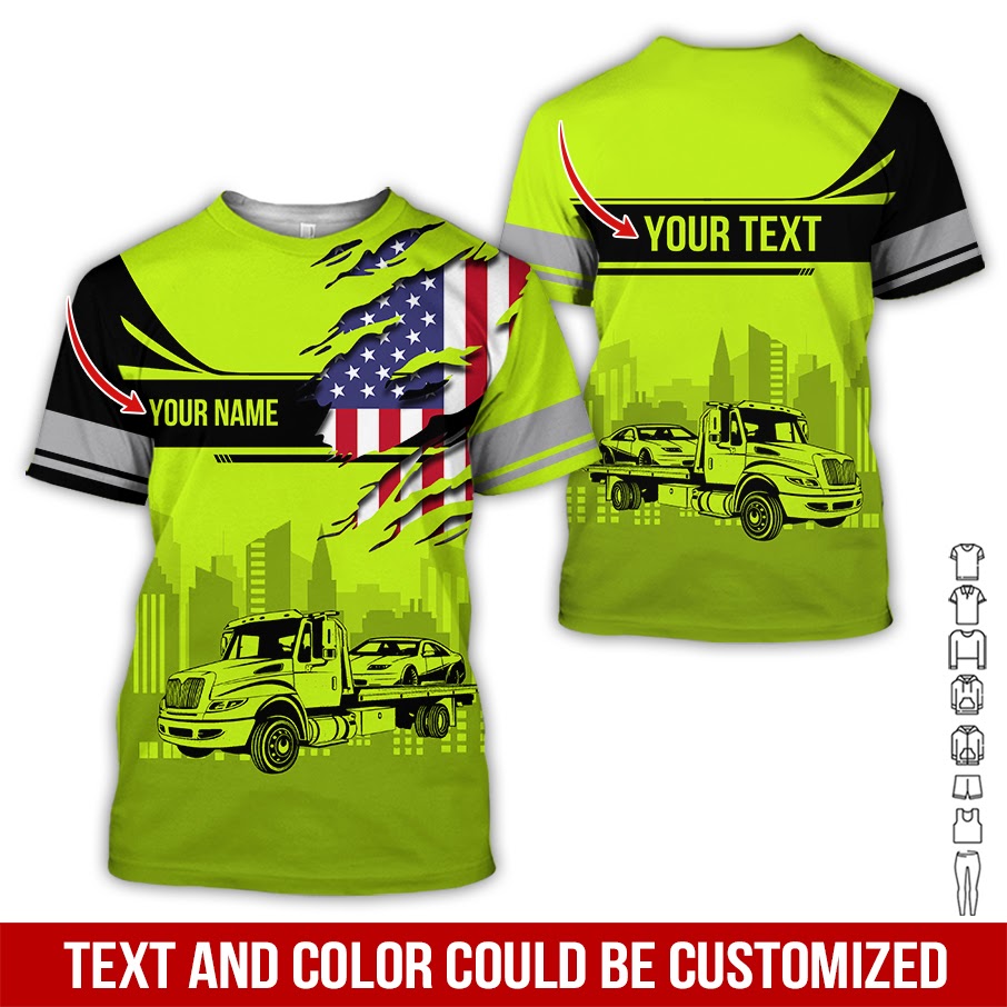 Custom Name Love Tow Truck Printed Clothes, Ideal for Tow Truck Fans