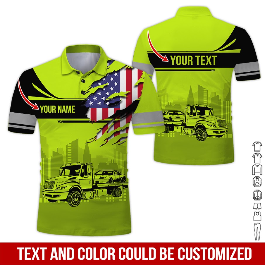 Custom Name Love Tow Truck Printed Clothes, Ideal for Tow Truck Fans