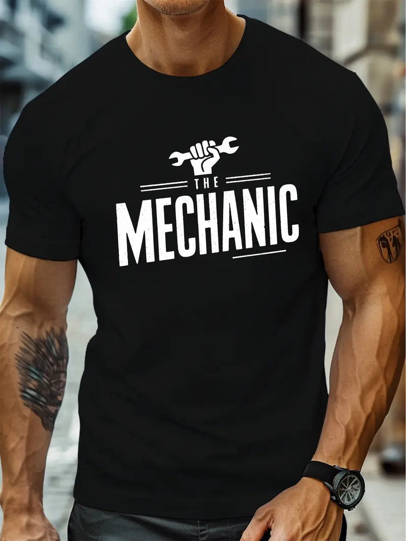 The Mechanic T- Shirt With Hand & Wrench Print, Birthday Gift For Mechanic, Regular Fit, Summer Top