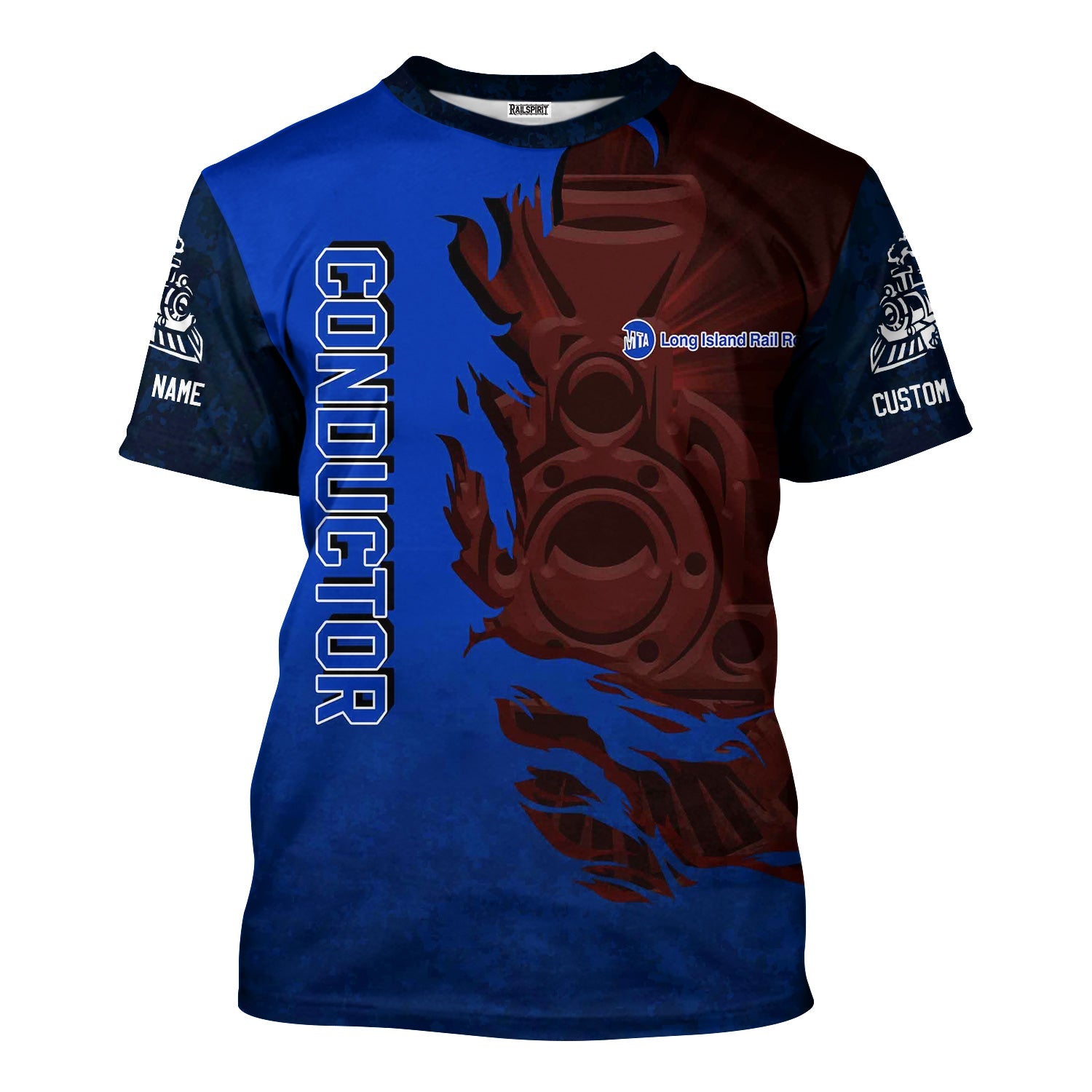 Railspirit Personalized Long Island Railroad T-Shirt Blazing Style with Custom Position Train Shirt