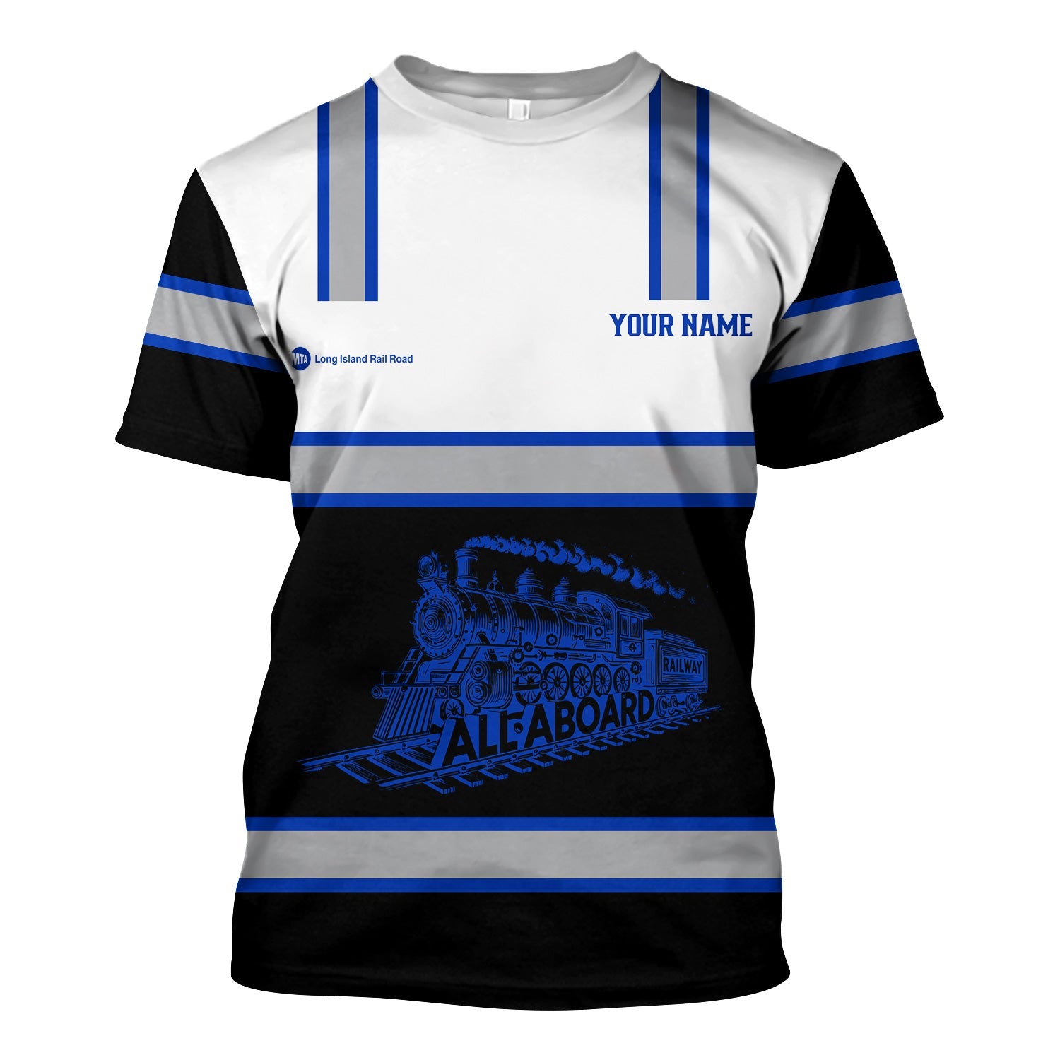 Railspirit Custom Name Long Island Railroad T Shirt Eat Train Sleep Repeat Printed Train Shirt