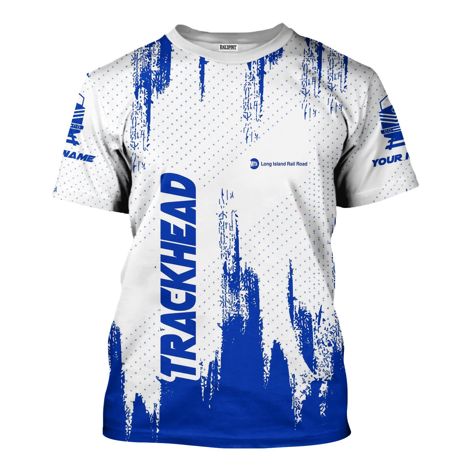 Railspirit Personalized Long Island Railroad T-Shirt Paint Impact Design Train Shirt for Trackhead