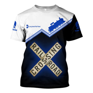 Railspirit Personalized Long Island Railroad T Shirt Railroad Crossing Printed Train Track Shirt