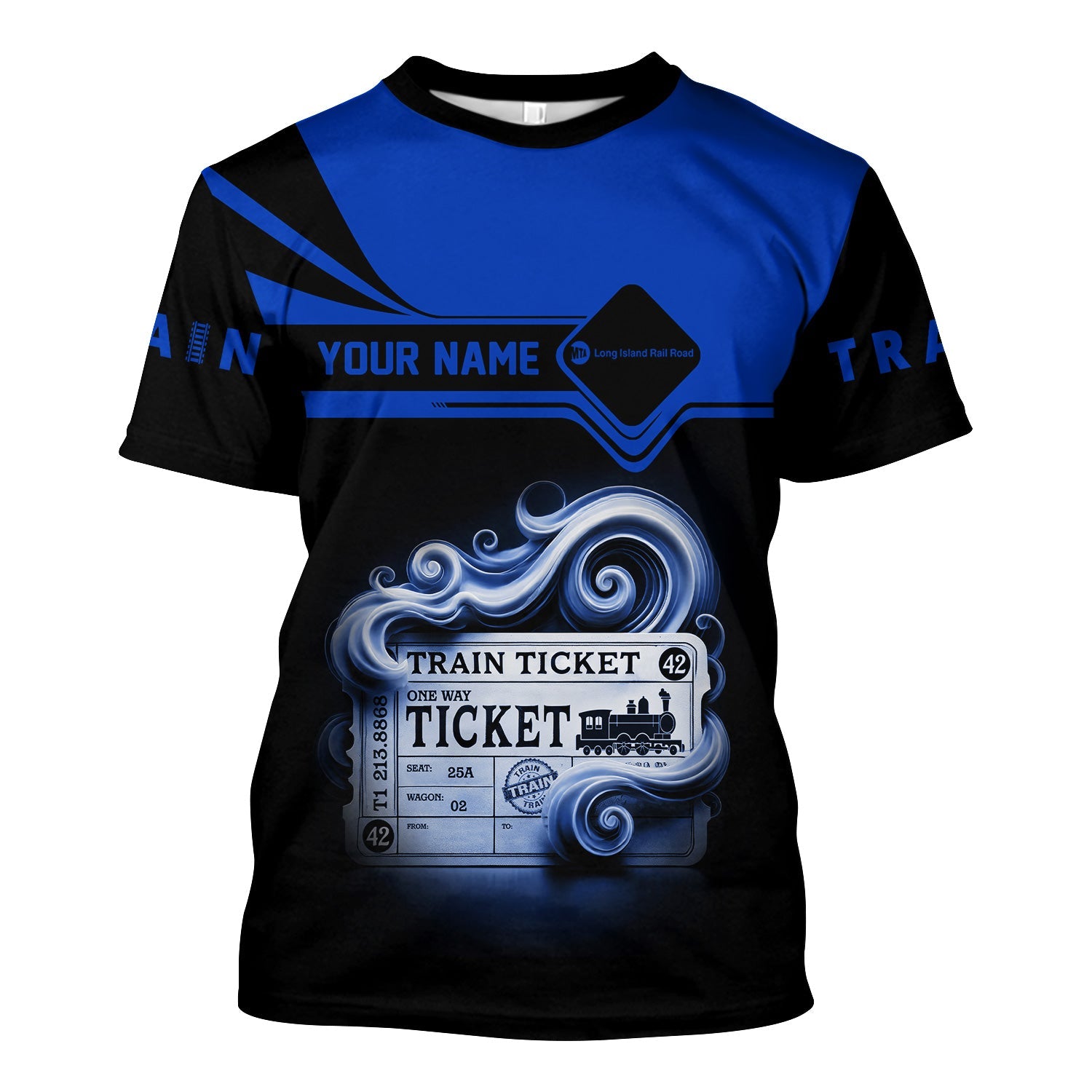 Railspirit Personalized Long Island Railroad T Shirt Train Ticket American Locomotive Printed Train
