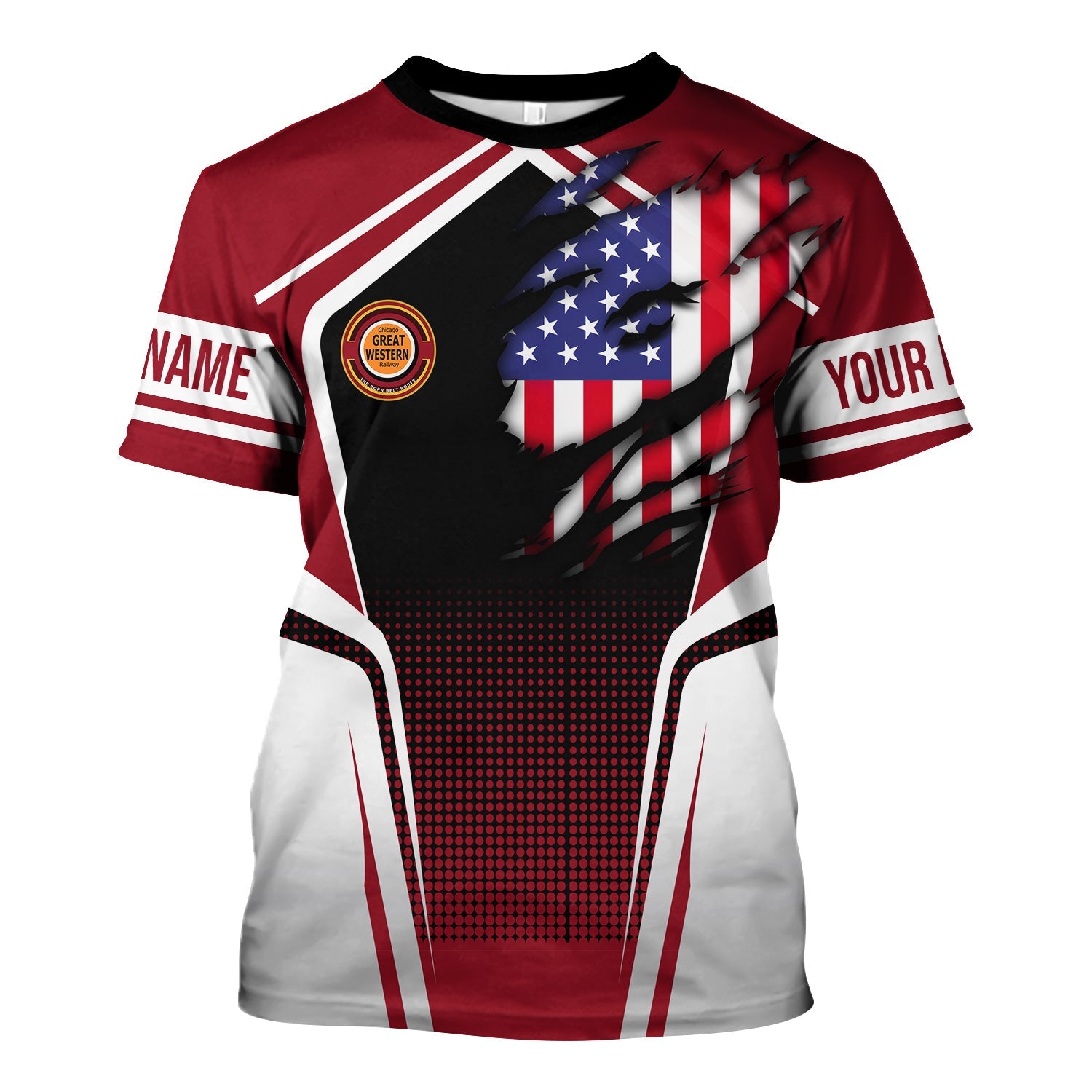 Railspirit Personalized Chicago Great Western Railroad T Shirt American Eagle Vintage Train Shirt