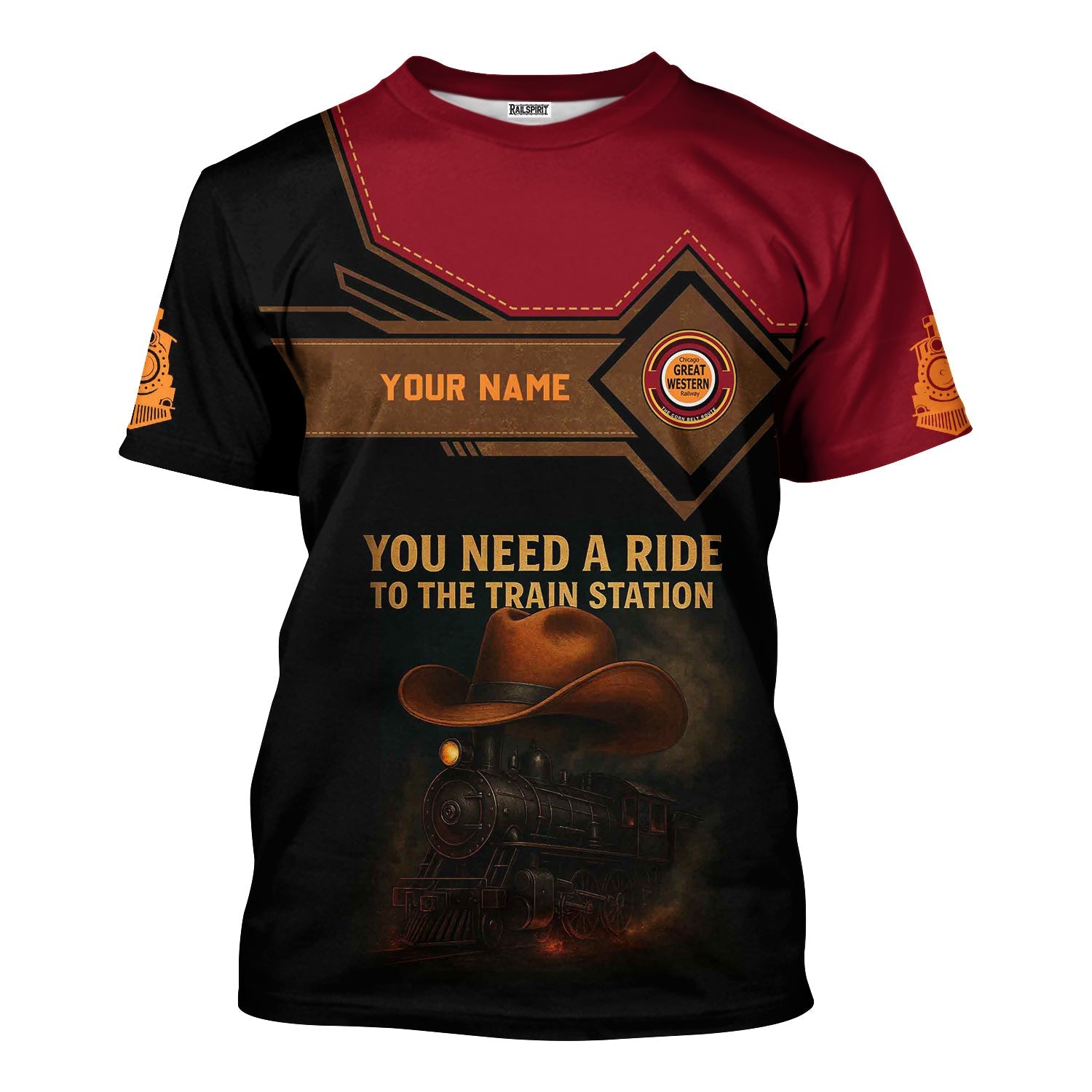 Railspirit Personalized Chicago Great Western Railroad T-Shirt You Need A Ride To The Train Station Shirt For Train Lovers