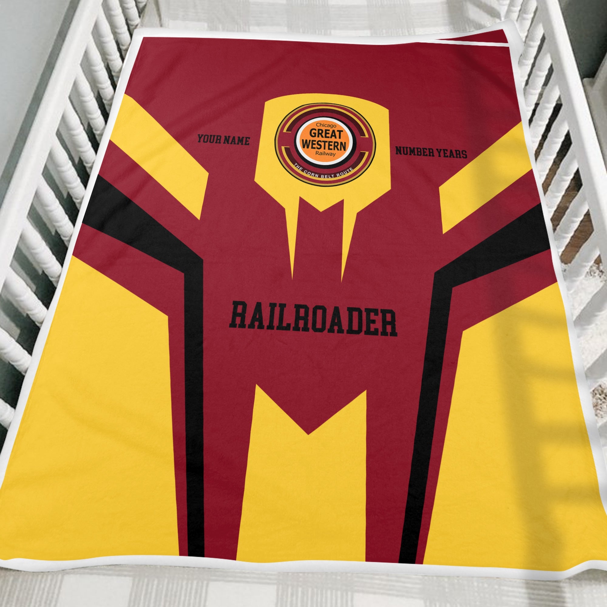 Railspirit Personalized Chicago Great Western Railroad Blanket Custom Year Railroader Gift Idea For Train Lover