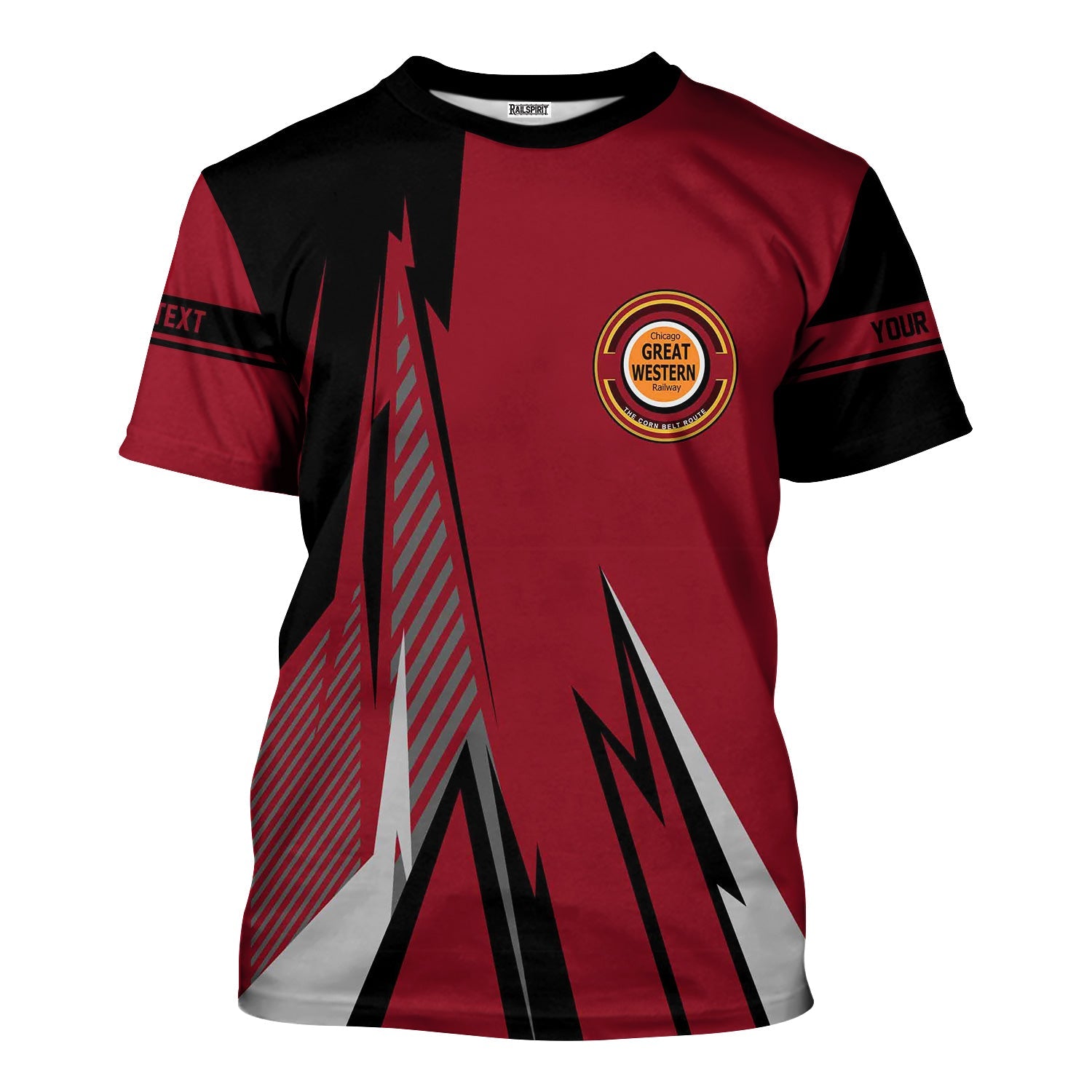 Railspirit Personalized Chicago Great Western Railroad T-Shirt Lightning-Inspired Railway Style Shirt For Train Lovers