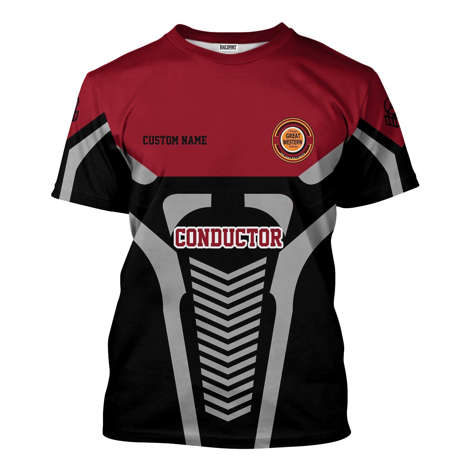 Railspirit Personalized Chicago Great Western Railroad T-Shirt Track-Inspired with Custom Job Position Train Shirt