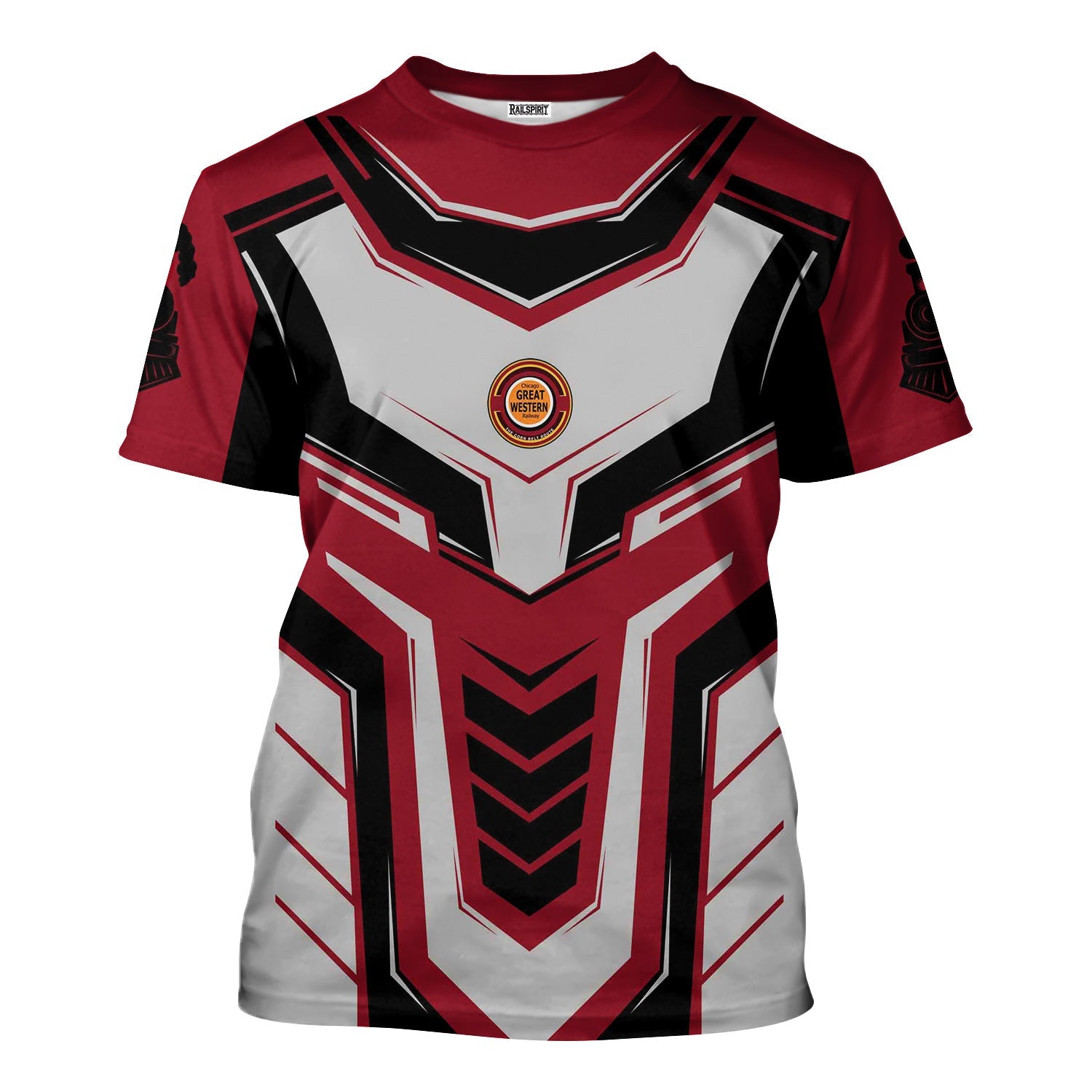 Railspirit Personalized Chicago Great Western Railroad T-Shirt Armor-Inspired Design Train Shirt All Over Print