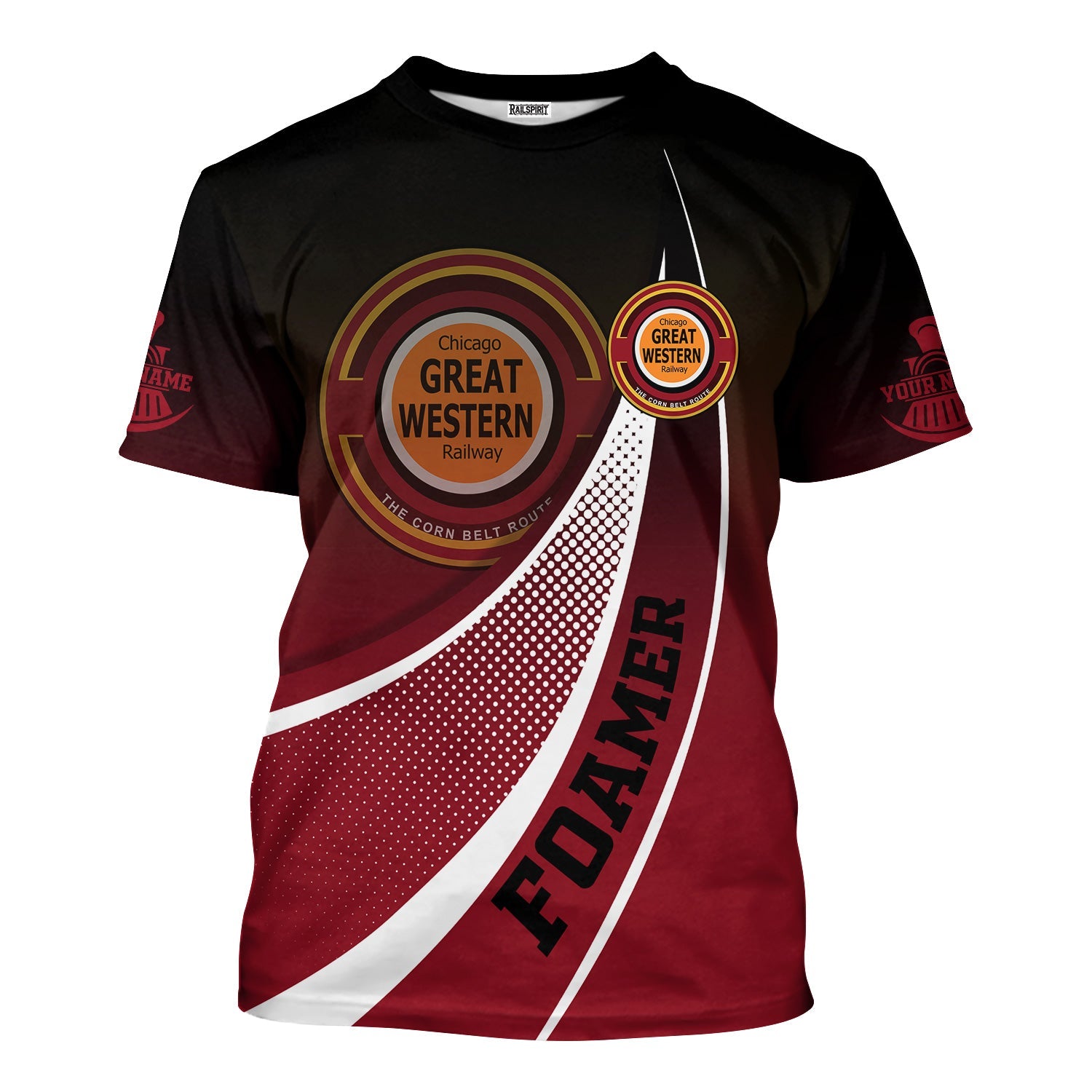 Railspirit Personalized Chicago Great Western Railroad T-Shirt Railway-Themed Style Shirt Gift Idea For Trainspotter